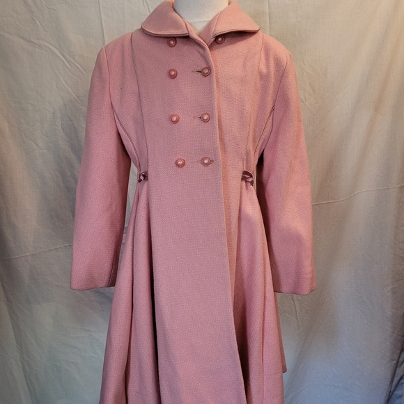 Vintage Double Breasted Pink Long Coat size 7 - Picture 1 of 8